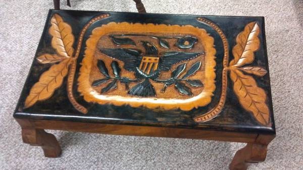Hand Carved Wood American Design Coffee Table