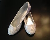 Wedding Shoes: Ballet Flats, Vintage Lace, Swarovski Crystals, Dyeable