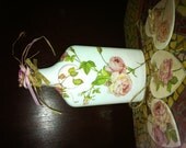 Decorative bottle, decoupaged, matte white pink, unique
