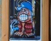 DODGERS CHOLO - unique, handmade wooden frame and limited print