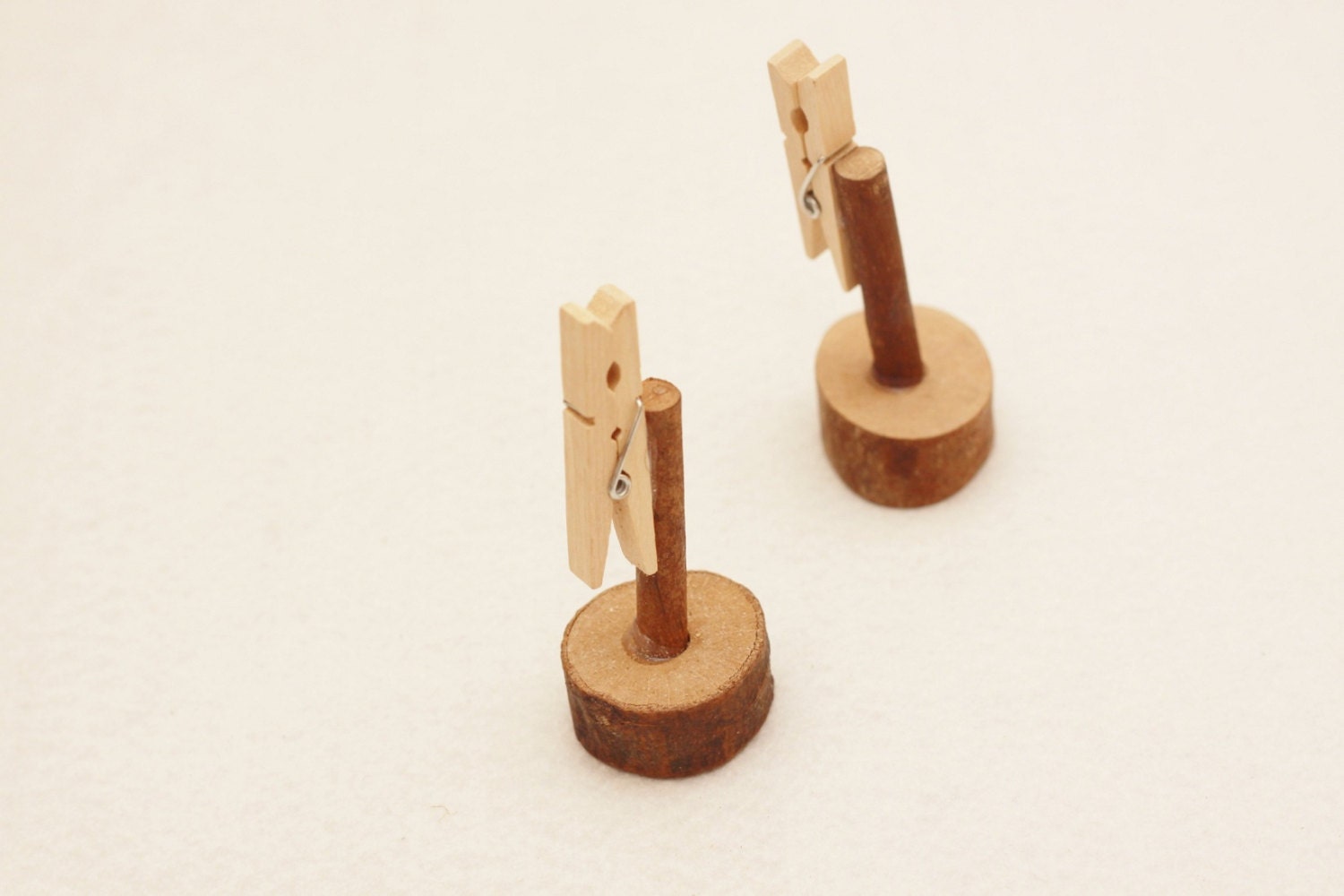 1 pair Wooden Clips Natural Wood ZAKKA Handmade Card Holder