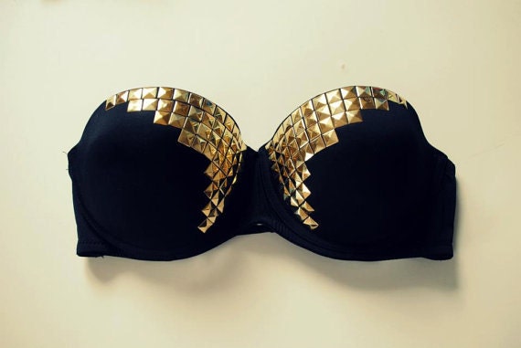 Sale: Black Studded Bra-Customized Bra-Stylish Undergarments