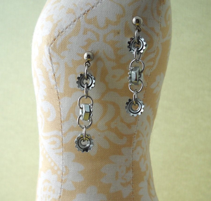 3 Nut Earrings - Silver - Lush Beads Industrial
