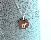 Circle Fawn Walnut & Silver Necklace