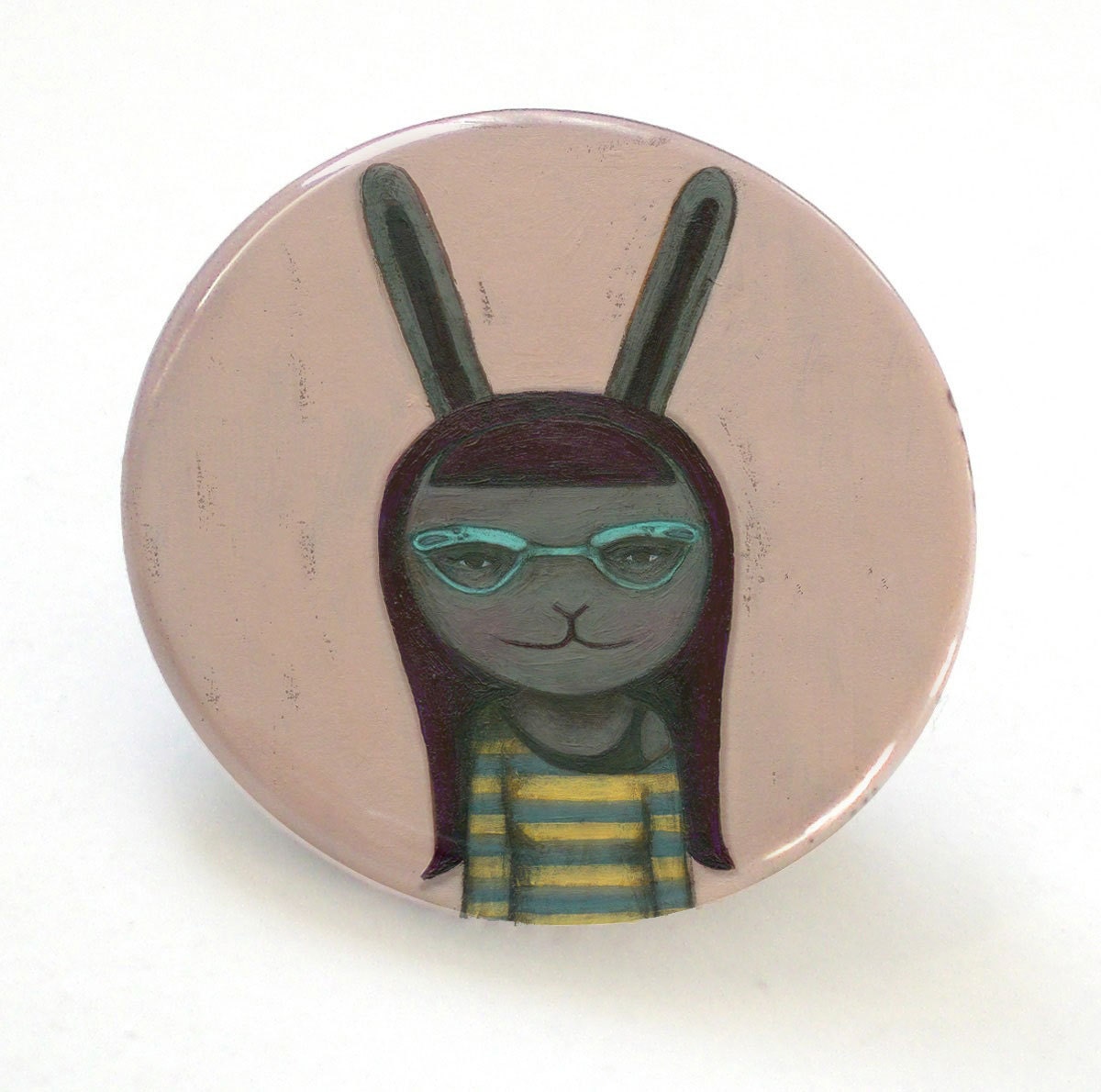 Dust Bunny pinback button of original illustration by Anna Tillett Designs