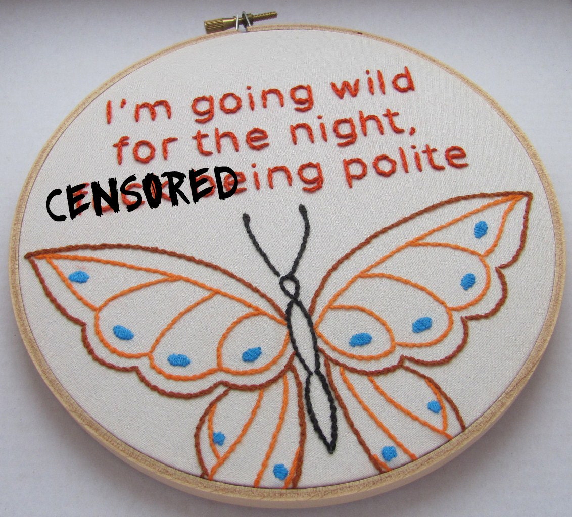 Embroidered Rap Lyrics: Wild For the Night by ASAP Rocky - In Round Embroidery Hoop