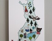 Cutting board with fun appliqued map of Finland