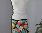 Bright floral on brown aline skirt available in medium