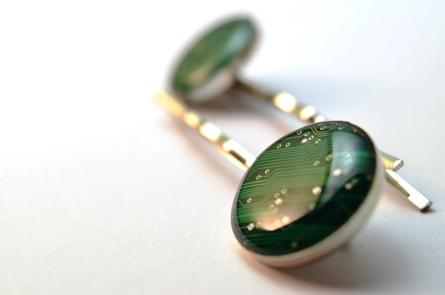 Circuit Board Bobby Pin Set Green Bobbi Pin Hair Pin
