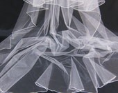 CAROLINE III a Pencil Edge Trim Cascading 128 Inch Long Cathedral Length Veil with a Continuous Blusher