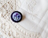 Purple poppies medallion embroidered felt pin brooch