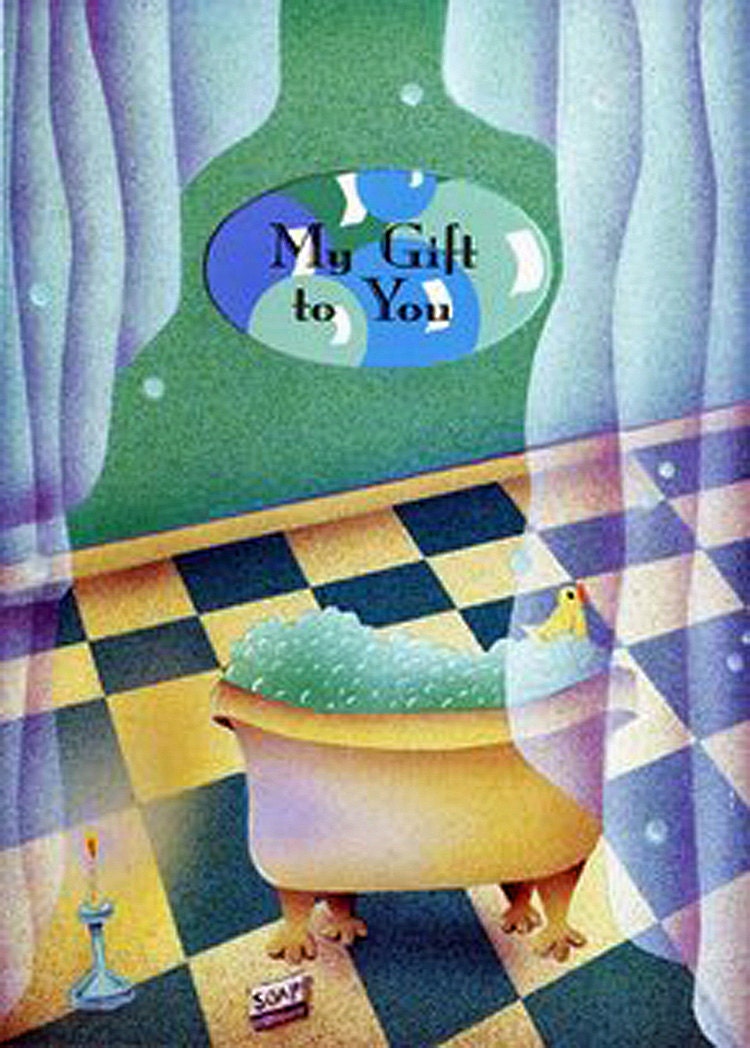GREETING CARD by Valerie Walsh A gift certificate for a Champagne BubbleBath