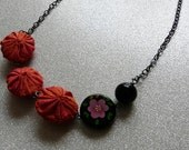 may flowers necklace no. 1 - vintage beads and silk yoyos