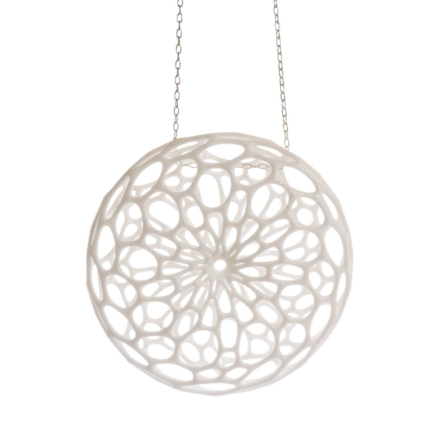 Cellular Pendant (white) 3d printed nylon necklace jewelry
