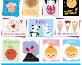 Variety Card Pack - 18 kawaii cards for birthday, thanks, new baby etc.