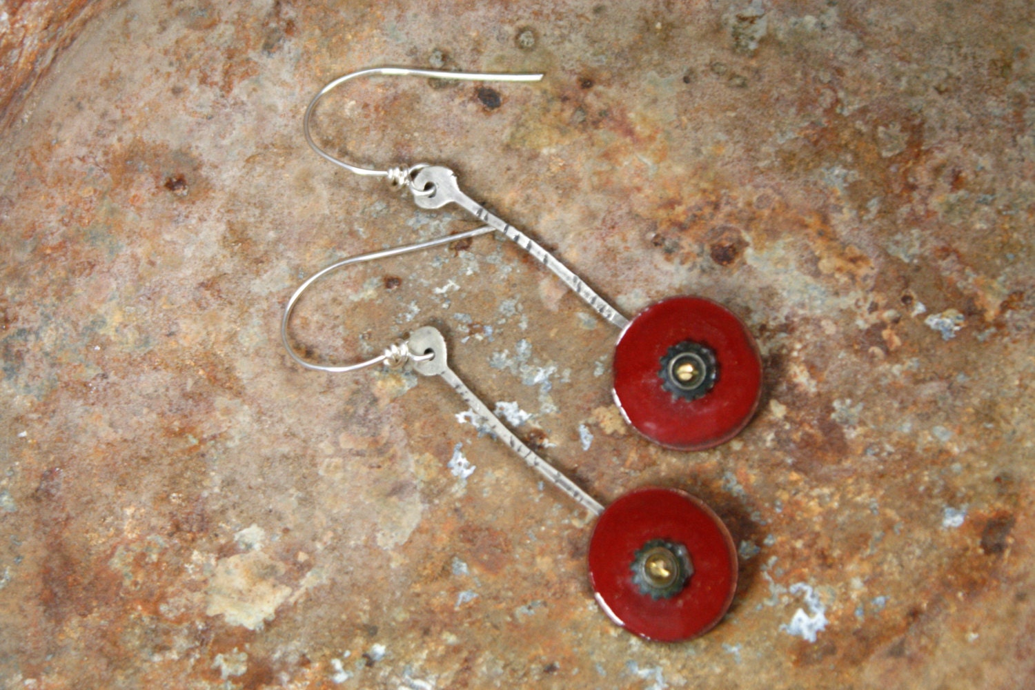 Swinging Ruby Red Dangle Earrings
