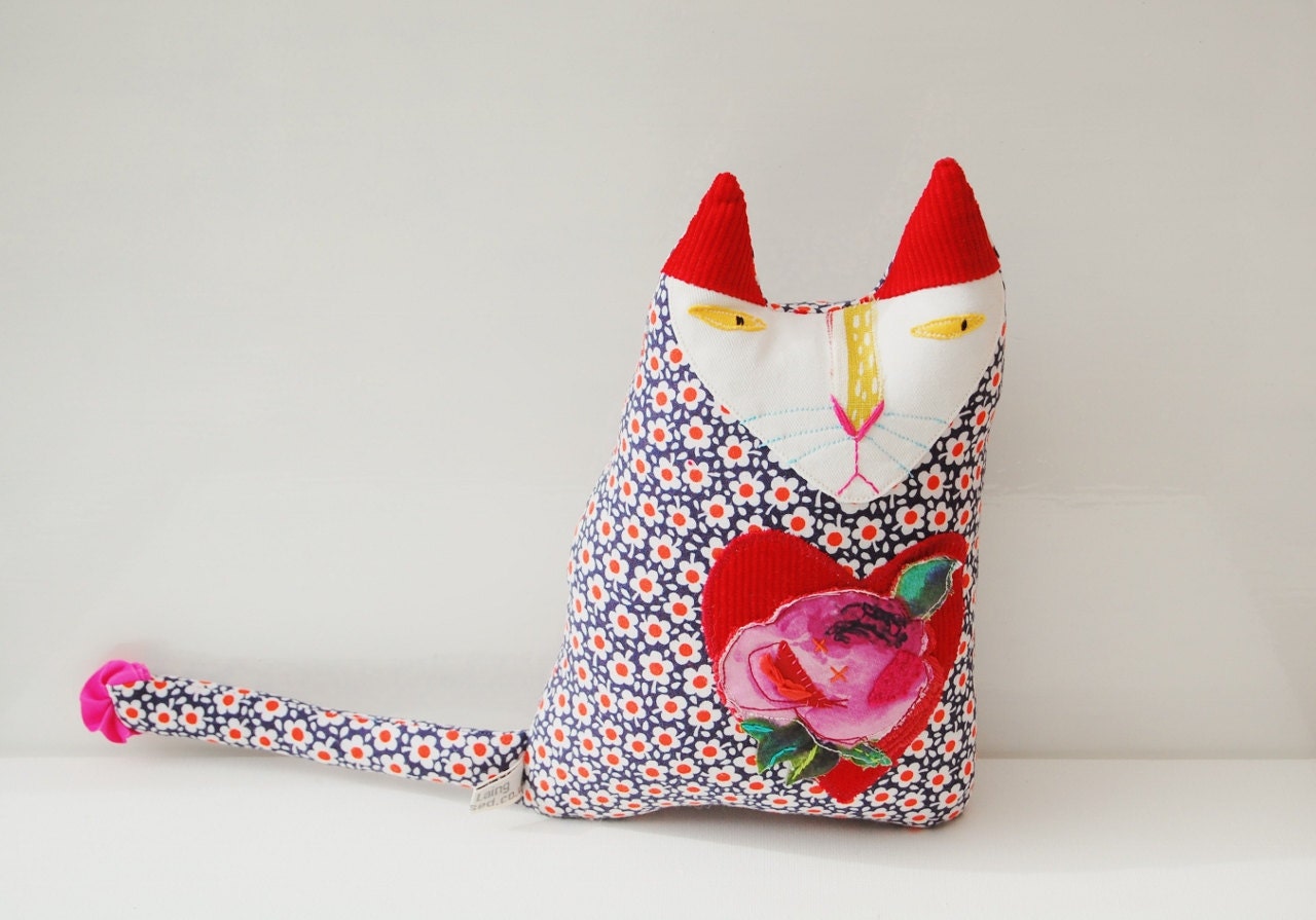 Textile Art Cat Called Percival