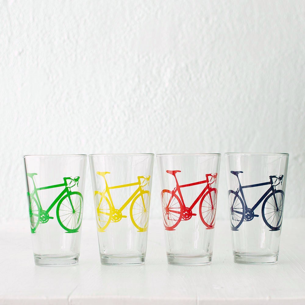 Bicycle pint glasses - choose any eight bike colors