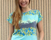 bright floral and striped cotton jersey cropped top Supayana spring FREE SHIP