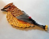 Cedar Waxwing Ornament design in Quilling