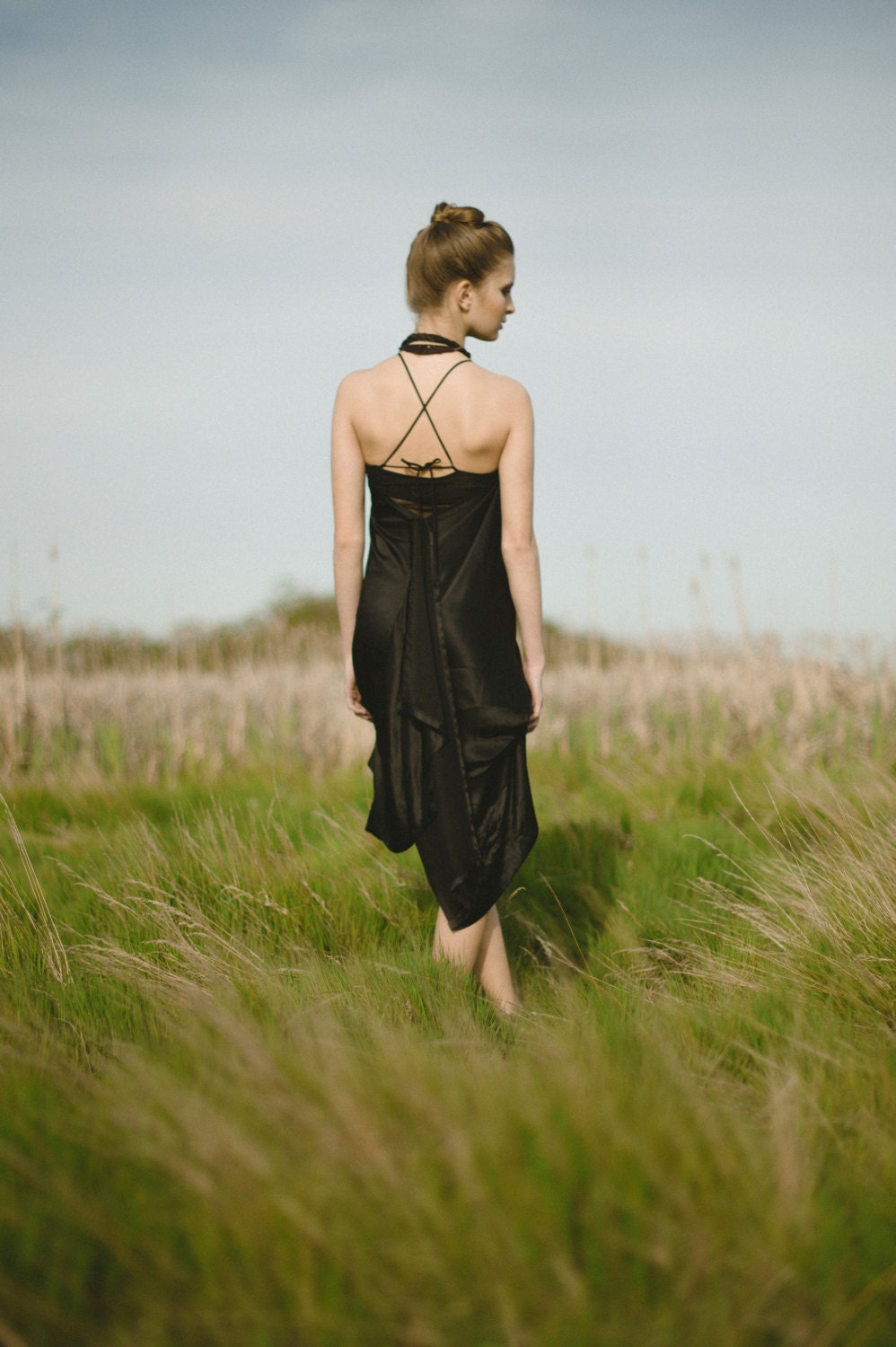 Twisted Silk Draped Dress