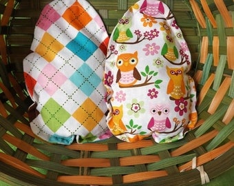 2 Egg Bean Bags - Great for Easter Baskets & Games - Argyle Owls (Ready-to-Ship)