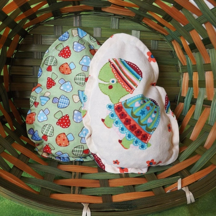 2 Egg Bean Bags - Great for Easter Baskets & Games - Hippie Turtle and Mushrooms (Ready-to-Ship)