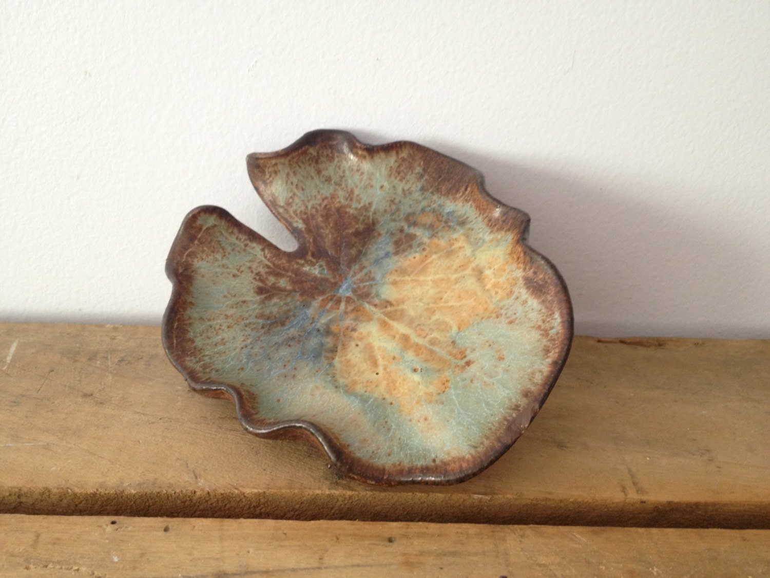 Ceramic Dish - Leaf Shaped Dish - Earthy - Business Card Holder - Craft Show Display