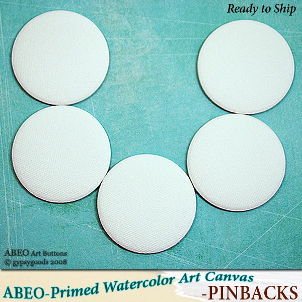 ABEO-(5)-2.25inch.. WATERCOLOR Art Canvas Five PINBACKS