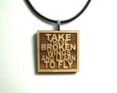 The Beatles Lyric Necklace JukeBlox Pendant - Take These Broken Wings And Learn To Fly