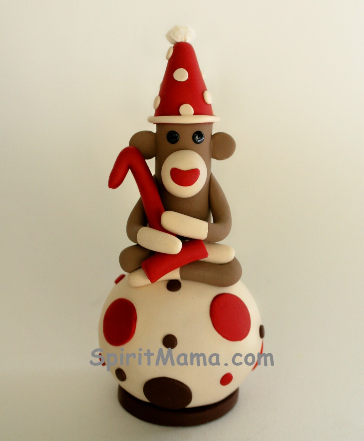 Smash Cake Sock Monkey Birthday Cake Topper w Number 4 inches Tall Boy or Girl
