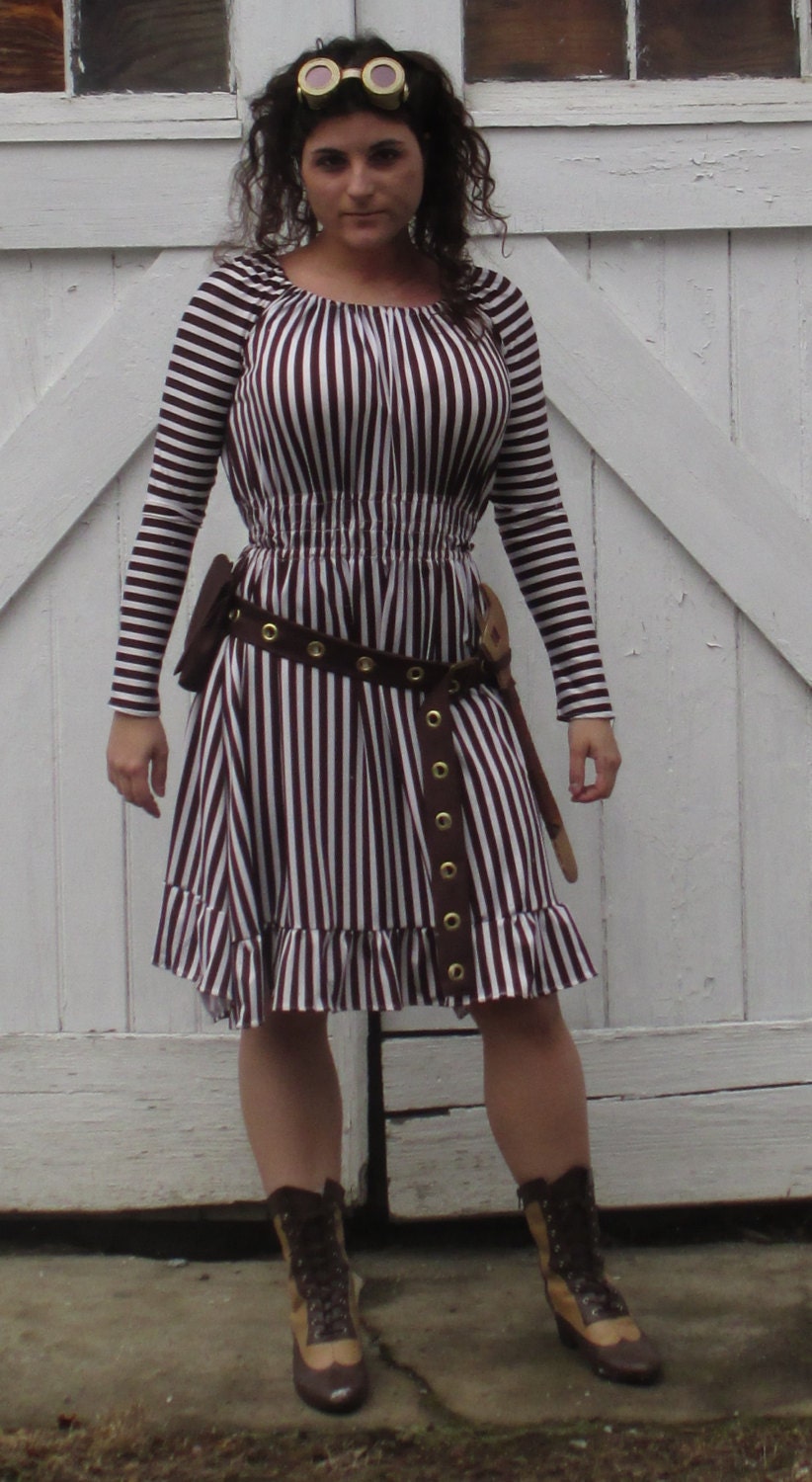TINKER SUE Brown-White Stripe Underdress