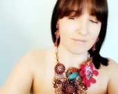 The "Red Glamour" Statement Necklace,One of a kind  High Fashion Couture Jewellery