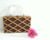 vintage mid century wood box purse made in Japan by Gaymode