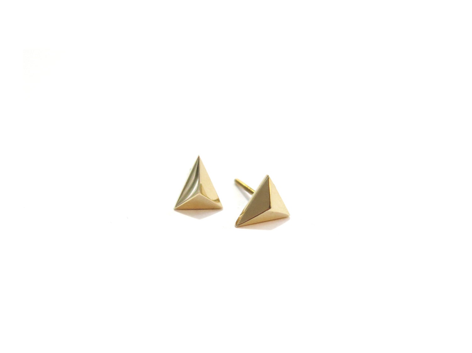 14K gold mini triangle studs
