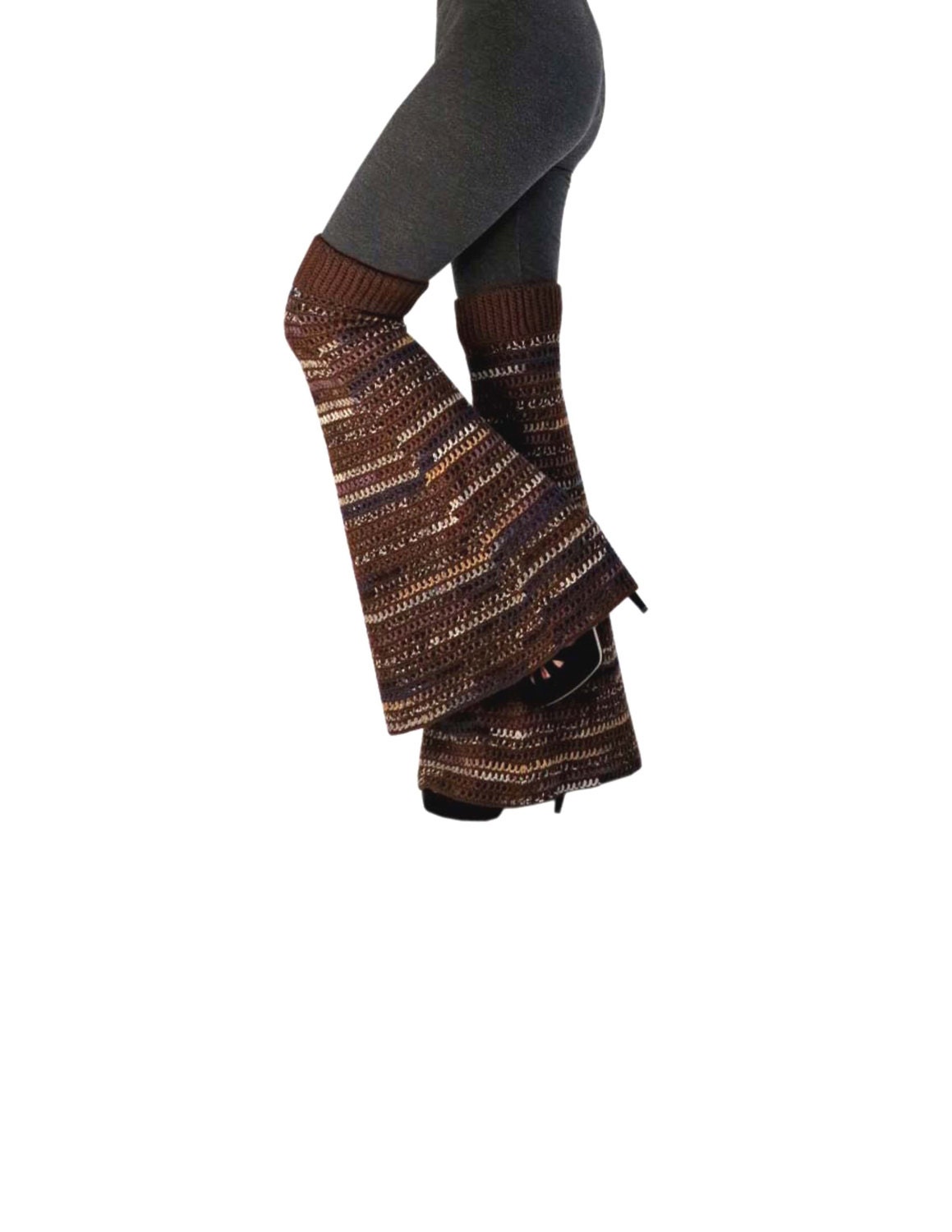 One Size  - Woodsmaiden - Wool Crochet Boot Leg Warmers /  Bell Bottoms / Garter Pants /  Flares /