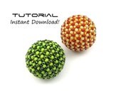 Beaded Bead Pattern 24mm COLOSSAL Tutorial, Peyote Ball Instructions, Beadweaving, Beading Lesson: To Cover 20mm Beads