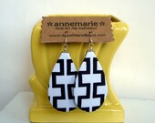 Geometric Earrings, Black and White, Mod, Minimalist, Statement Jewelry, Handmade in Austin, Texas