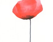 Art, Painting, Original Watercolor Painting: Red Poppy 2