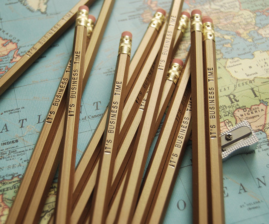 It's Business Time Pencil 6 Pack in Gold with Black