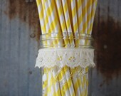 Yellow Stripe Paper Straws Set of 30 Il_170x135