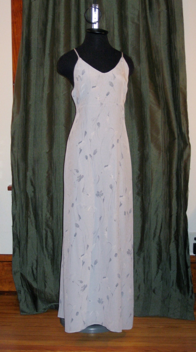 blue floral slip dress silk sun beach wedding size 4