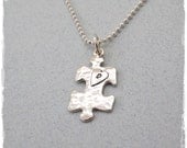 Personalized Puzzle Necklace - Hand Stamped Initial Jewelry - Autism Awareness Necklace