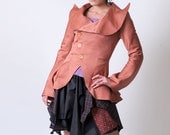 Pink Statement Jacket - Bustle Jacket in Pink - Assymetrical couture Coat - sz S