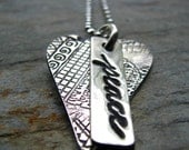 Silver Peace Heart Necklace, PMC Fine Silver Pendant, Sterling Silver Chain