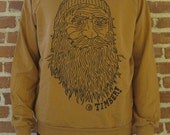 MAZE MAN on camel fleece pullover
