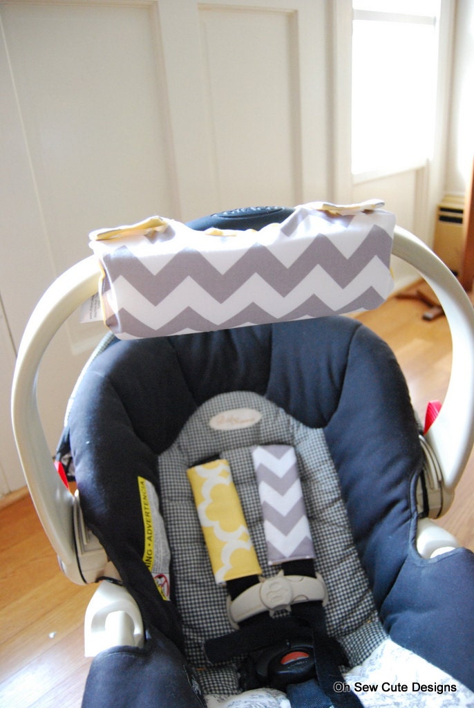 Cute CUSTOM Car Seat Arm Pad with Hand Grip and Strap Cover Set of Your CHOICE of Fabric