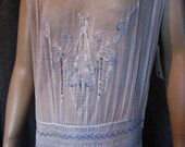 1920s, 1930s Flapper Gatsby  Bohemian, Hugarian Embroidered Day Dress, Wedding White and Bridal Blues,Delightful