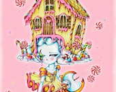 11x14-Gingerbread Candy Dancer-Gothic Big Eyed Ballet Fairy Tale Girl-Pinkytoast Art Print