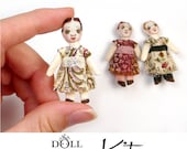 Tiny Doll Kit : Antique Style Dolls Trio of Dollhouse Miniature Size Izannah Walker Cloth Doll Inspired